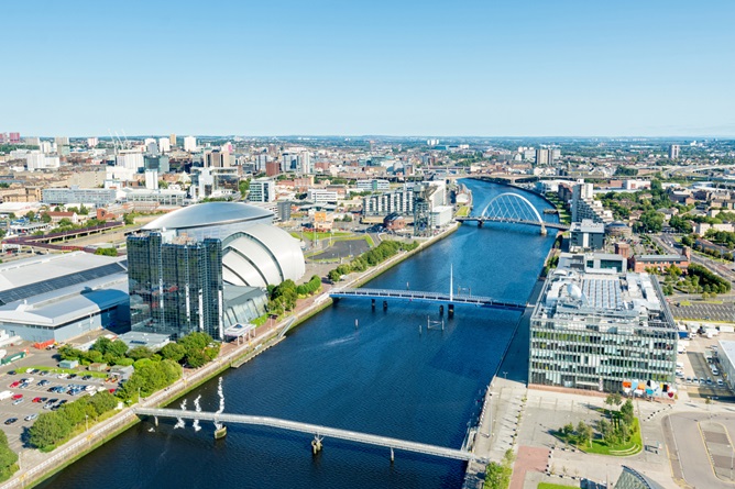 Glasgow-City-Skyline City skyline of Glasgow, Scotland during the day.